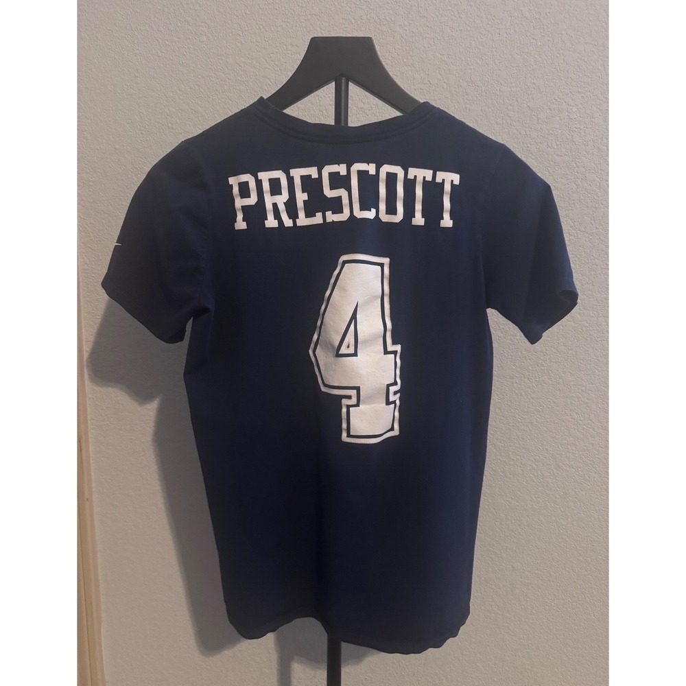 Nike Kids Dallas Cowboys Dak Prescott 4 Navy Blue Player T-Shirt Size L